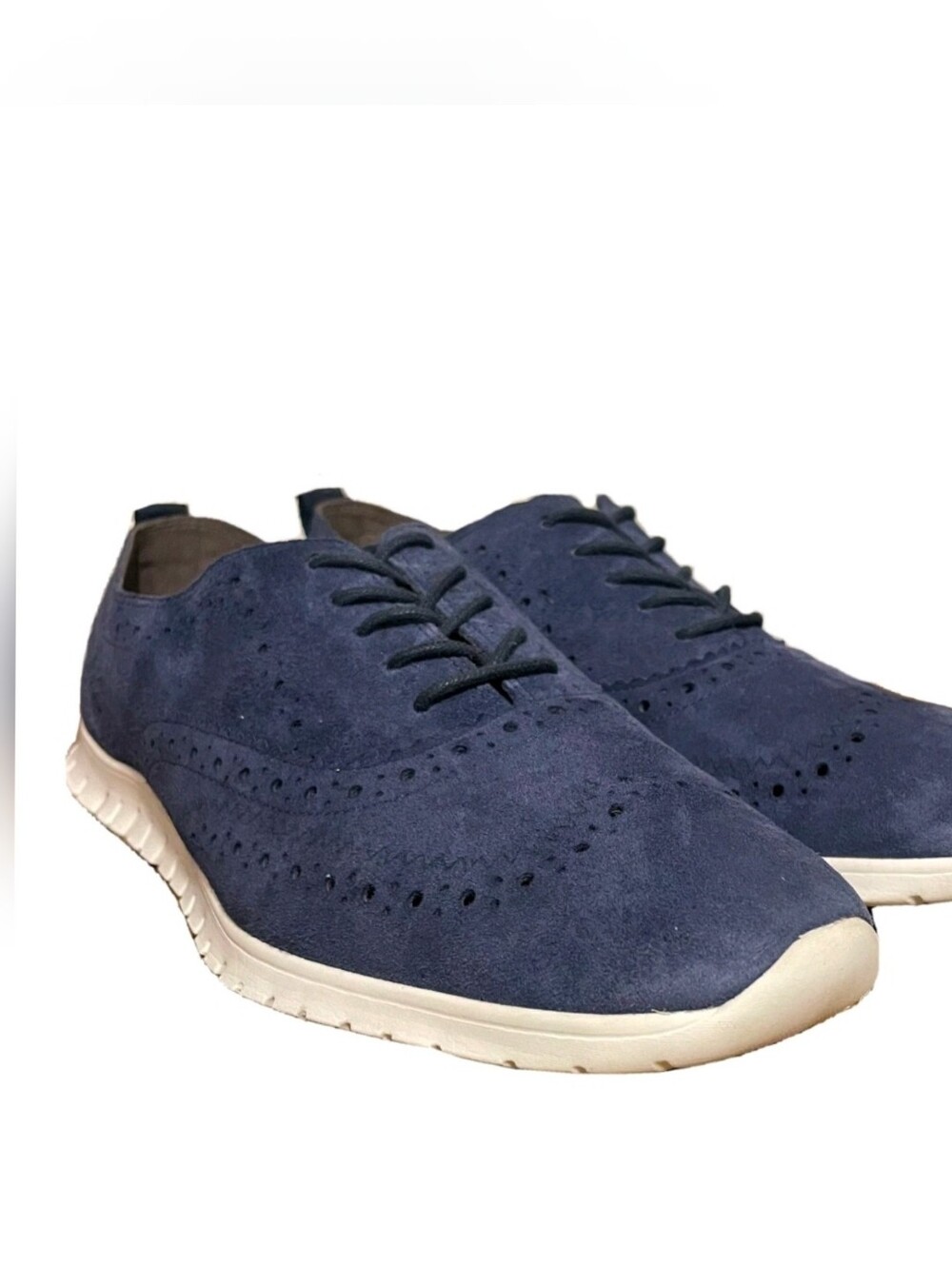 Navy Suede Wingtip Sneakers - Lightweight Casual Dress Shoe  SZ7.5
